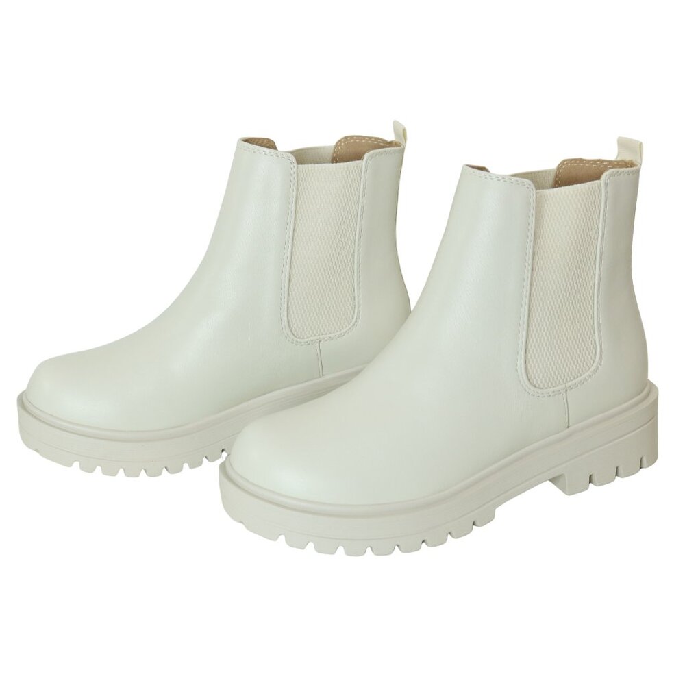 Soda Pilot-S Pu Bone Lug Sole Low Heel Chelsea Ankle Bootie Womens SIZE 7.5